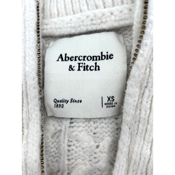 Abercrombie & Fitch Cream Cable-Knit Quarter-Zip Sweater, Size XS - Picture 3 of 7